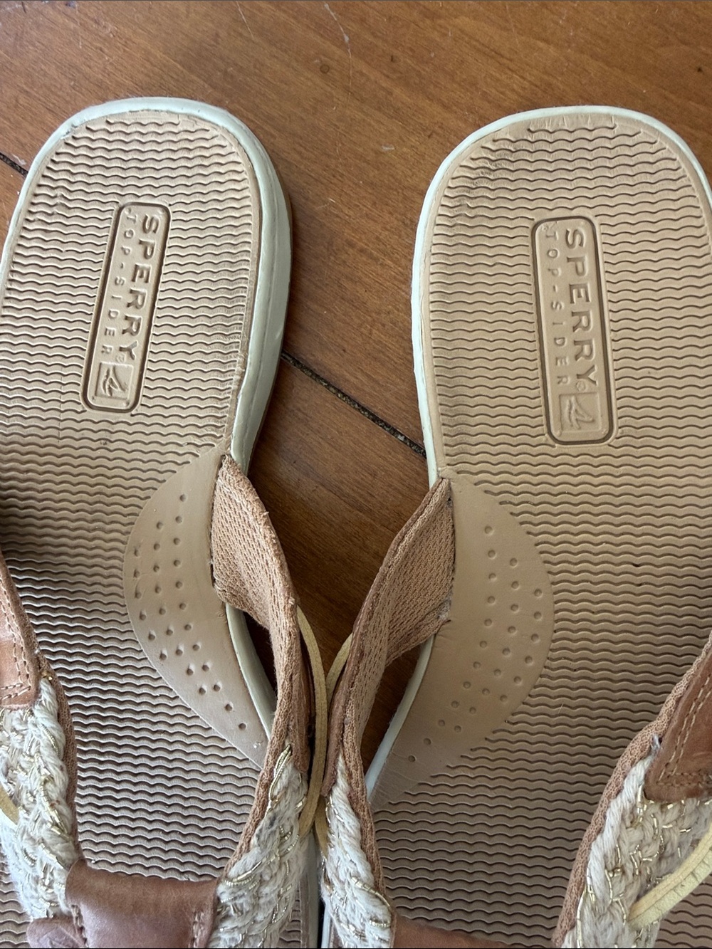 Sperry Tan and Cream Braided Thong Sandals - Picture 3 of 7